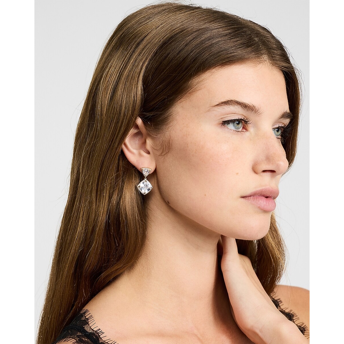 Express Pave Drop Diamond Shape Stud Earrings