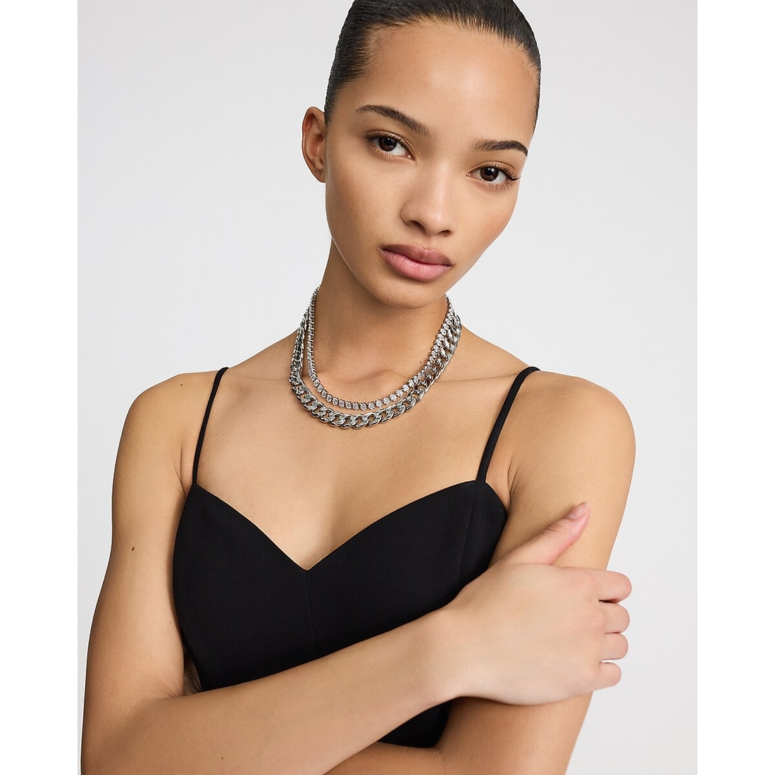 Express Double Layered Chain Statement Necklace