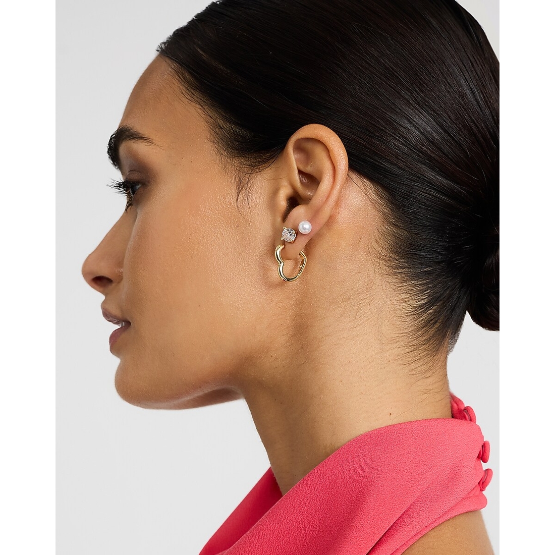 Express Mixed Metal Three Pack Heart and Pearl Earrings