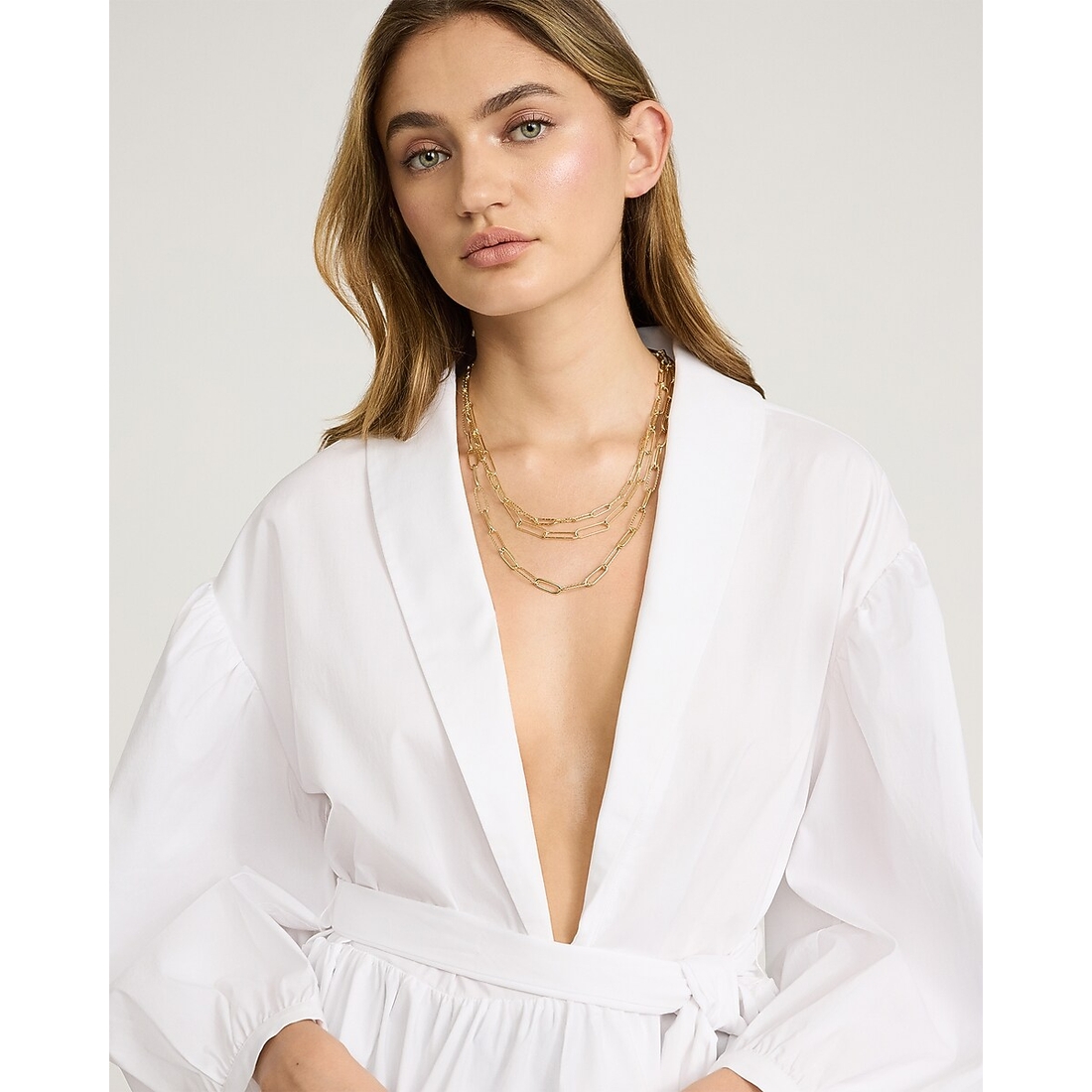 Express Layered Gold Paperclip Chain Necklace