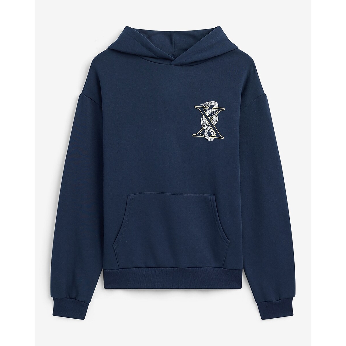 Express Snake X Logo Navy Fleece Hoodie available now at Rockaway