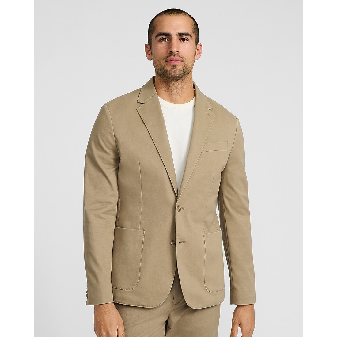 Express Slim Tan Washable Chino Blazer