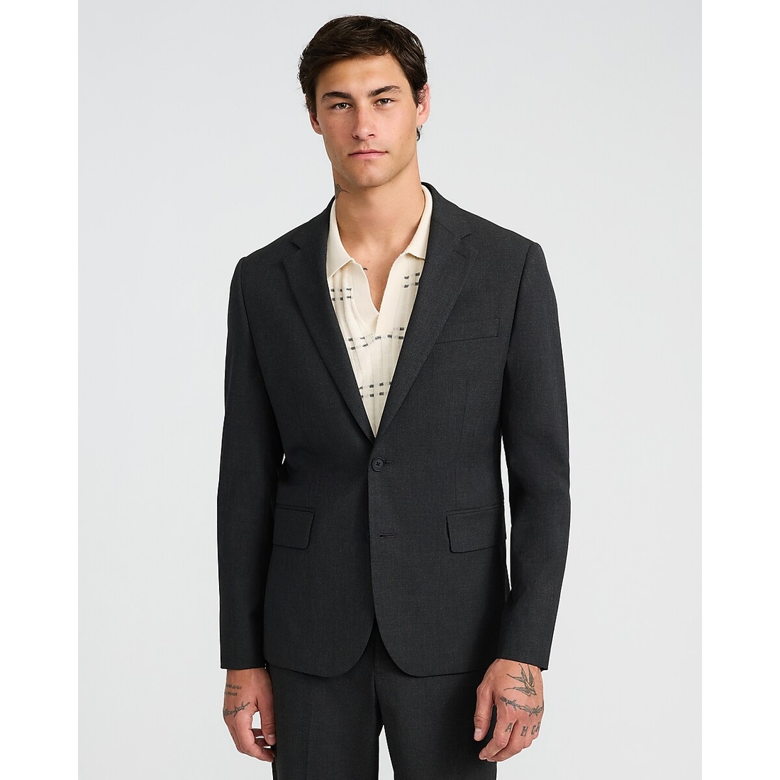 Express Slim Charcoal Gray Stretch Suit Jacket