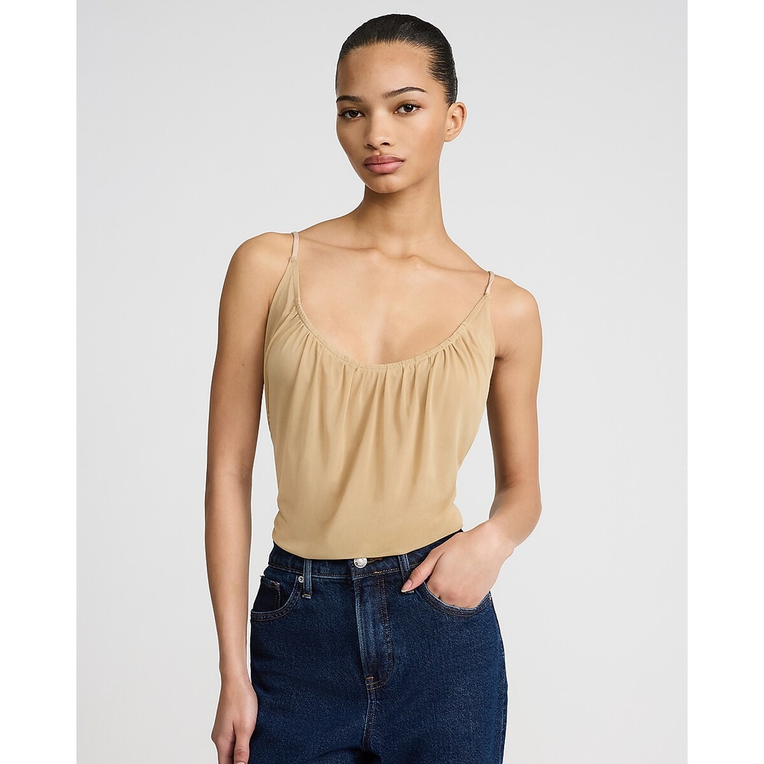Express Mesh Ruched Cami Bodysuit