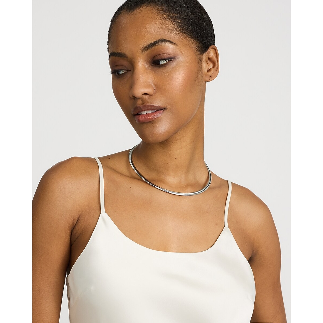 Express Sleek Silver Choker Necklace