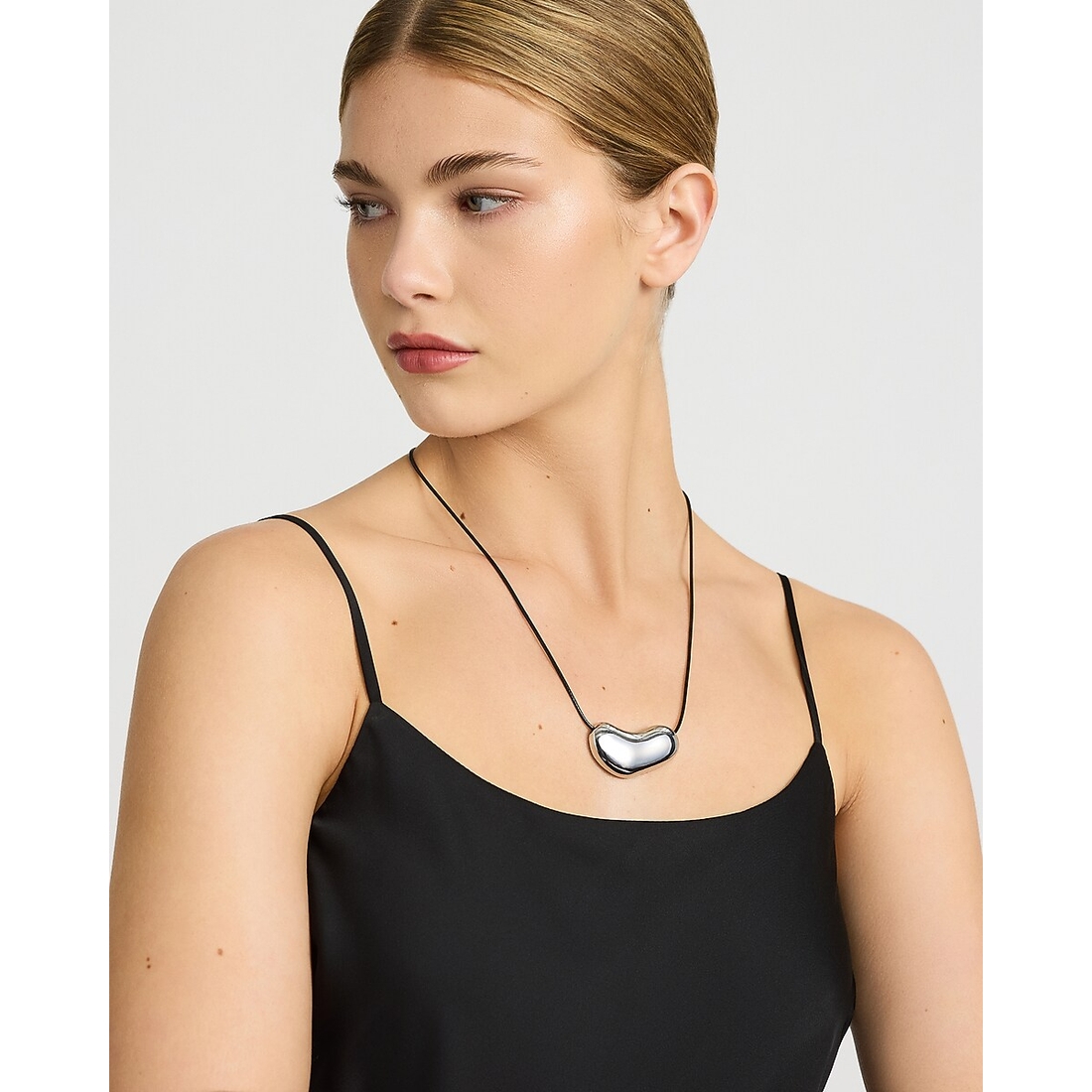 Express Silver Drop Pendant Leather Necklace