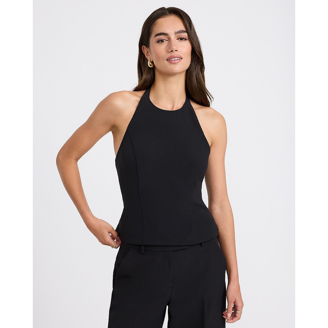 Express Tailored Halter Top in Studio Stretch Twill