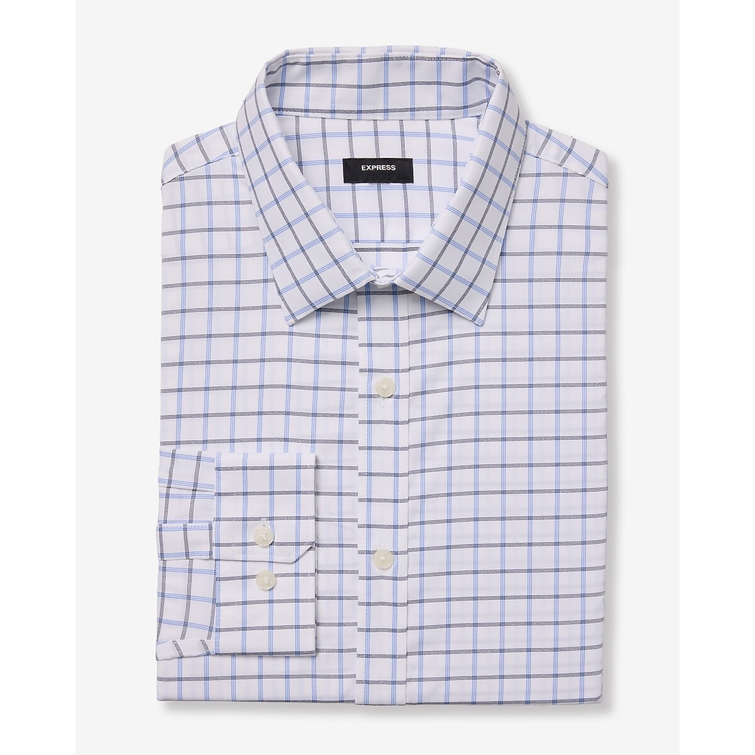 Express Slim Plaid Check Wrinkle-Resistant Everyday Performance Dress Shirt