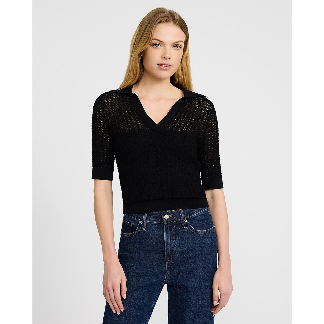 Express Open Stitch Collared Short Sleeve Sweater Polo