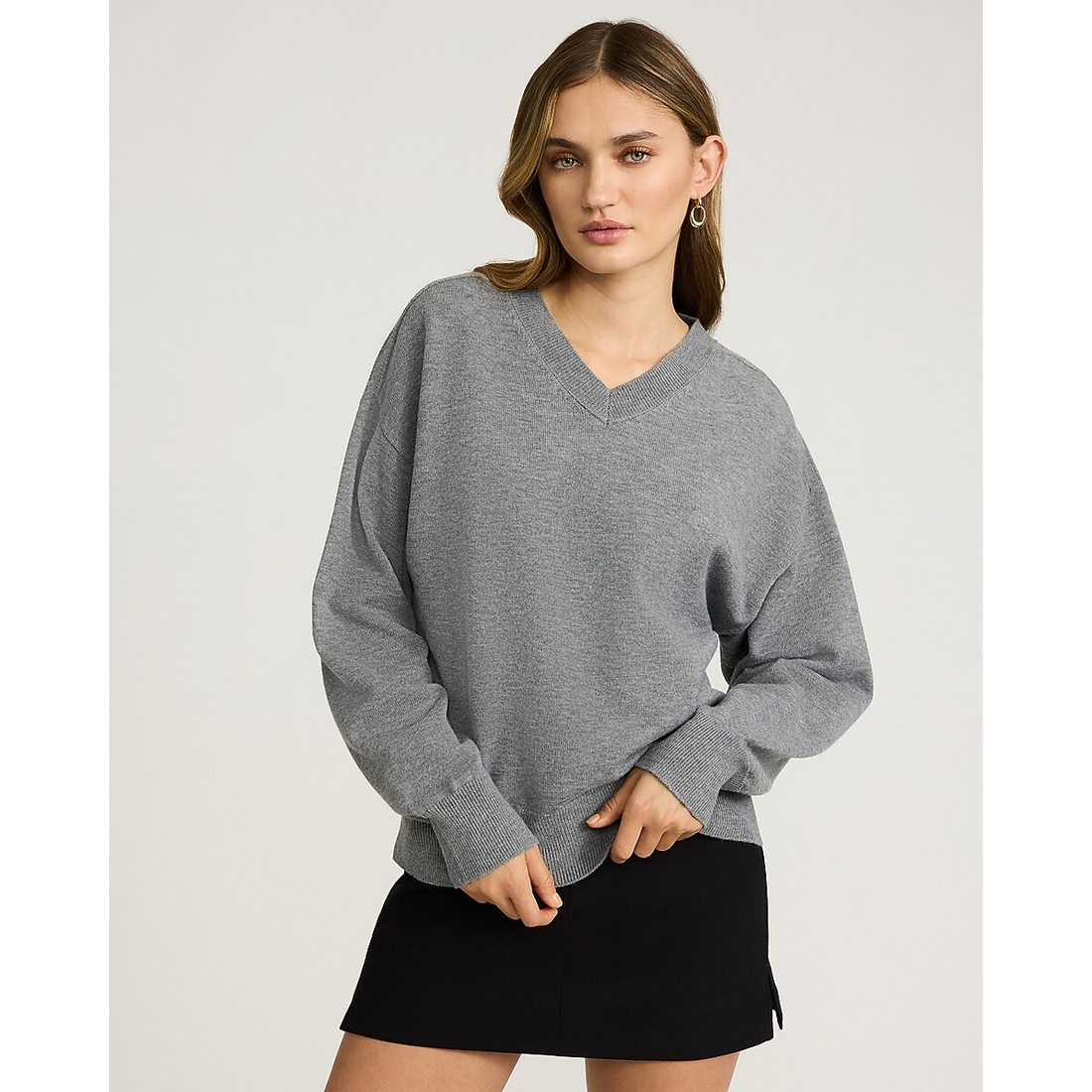 Express Oversized V-Neck Sweater in Cozy Soft