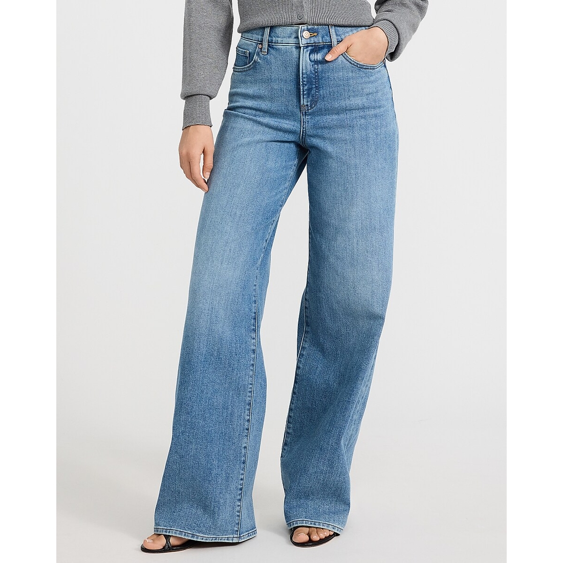 Express High Waisted Wide Leg Light Wash Jeans