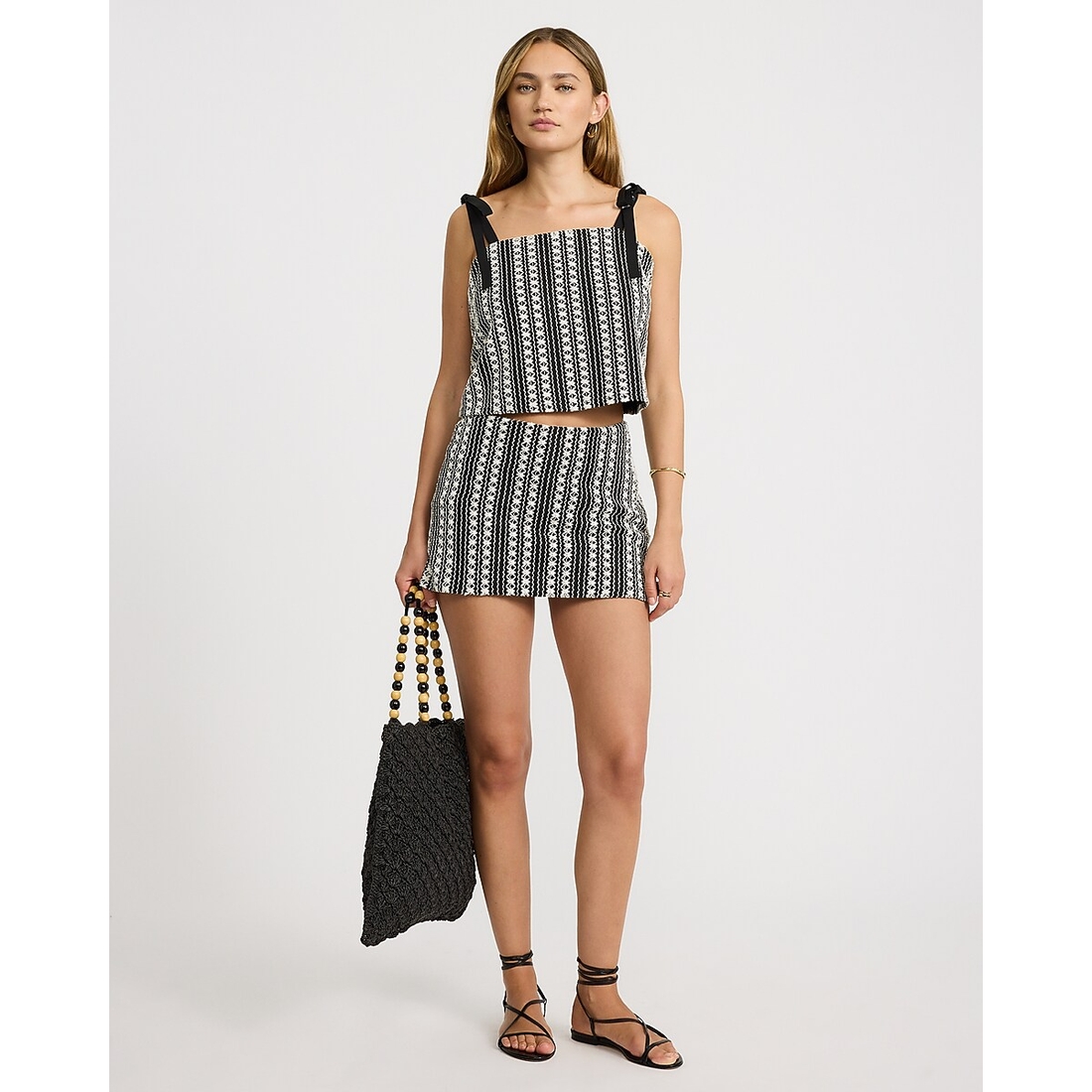Express Contrast Striped Square Neck Tie Strap Tank