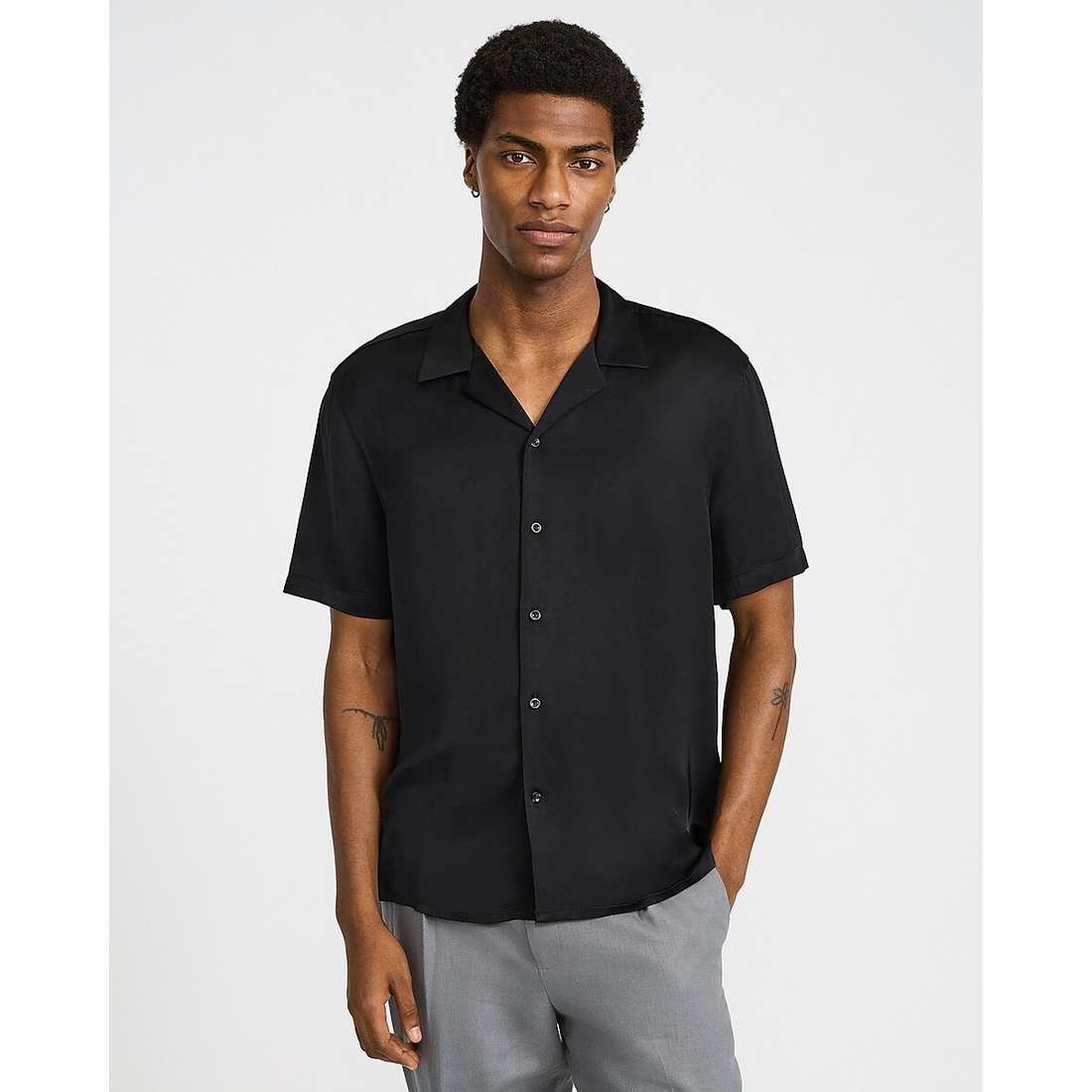 Express Solid Short Sleeve Resort Shirt