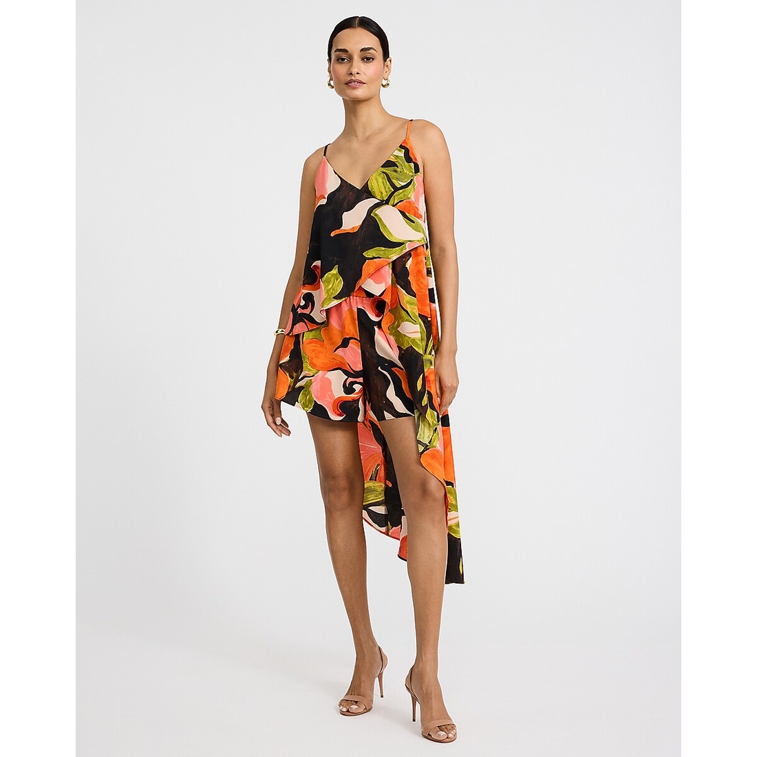 Express Printed V-Neck Asymmetrical High-Low Tunic Cami