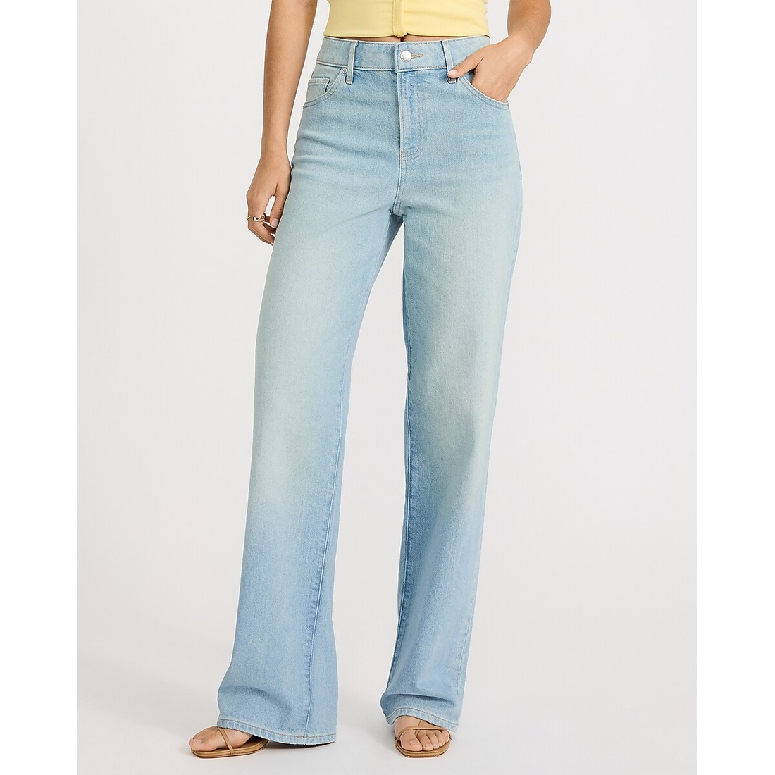 Express High Waisted Light Wash Relaxed Straight Jeans