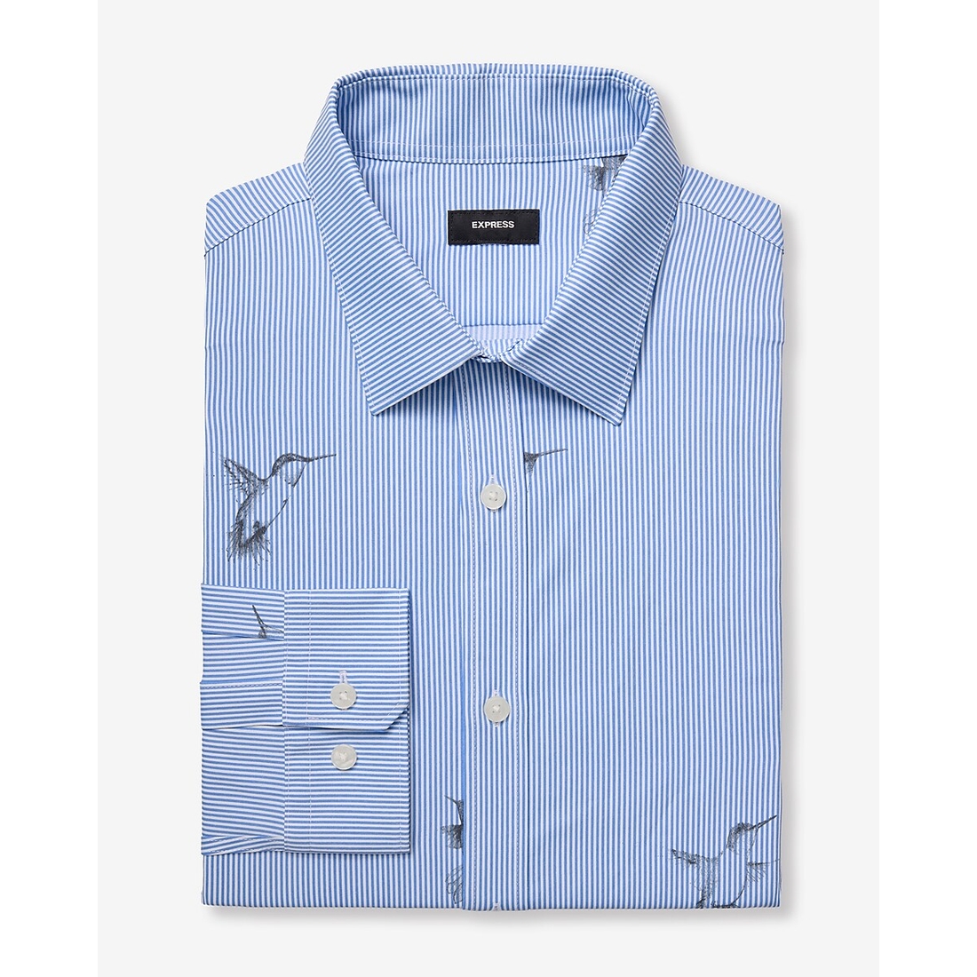 Express Slim Striped Hummingbird Wrinkle-Resistant Everyday Performance Dress Shirt