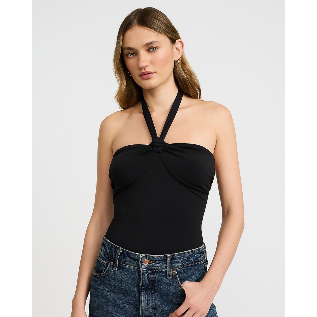 Express Tie Halter Neck Sleeveless Knot Bodysuit