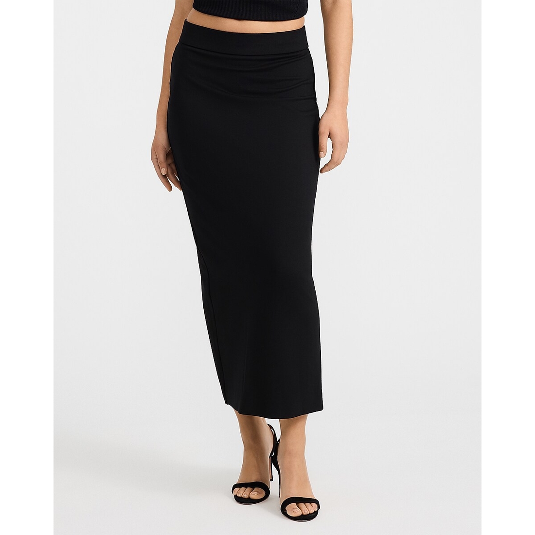 Express Super High Waisted Pull On Column Maxi Skirt in Signature Ponte