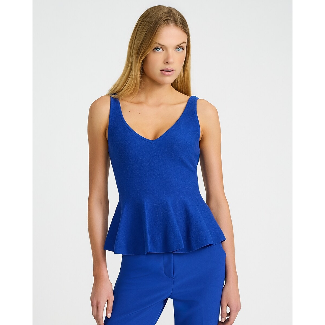 Express Cotton V-Neck Peplum Sweater Tank