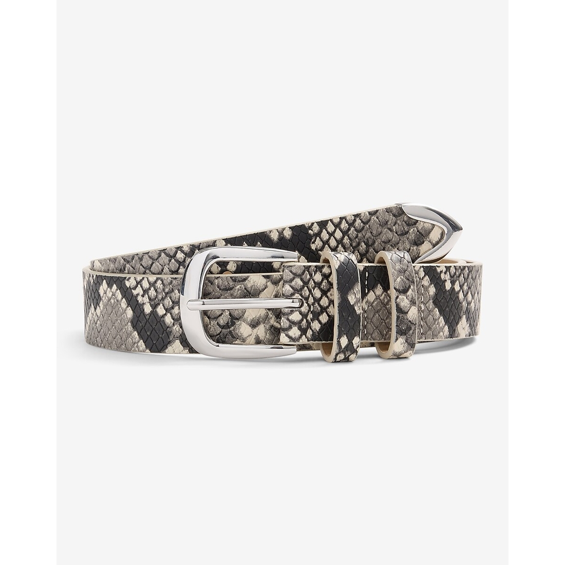 Express Snakeskin Silver Tipped Buckle Belt