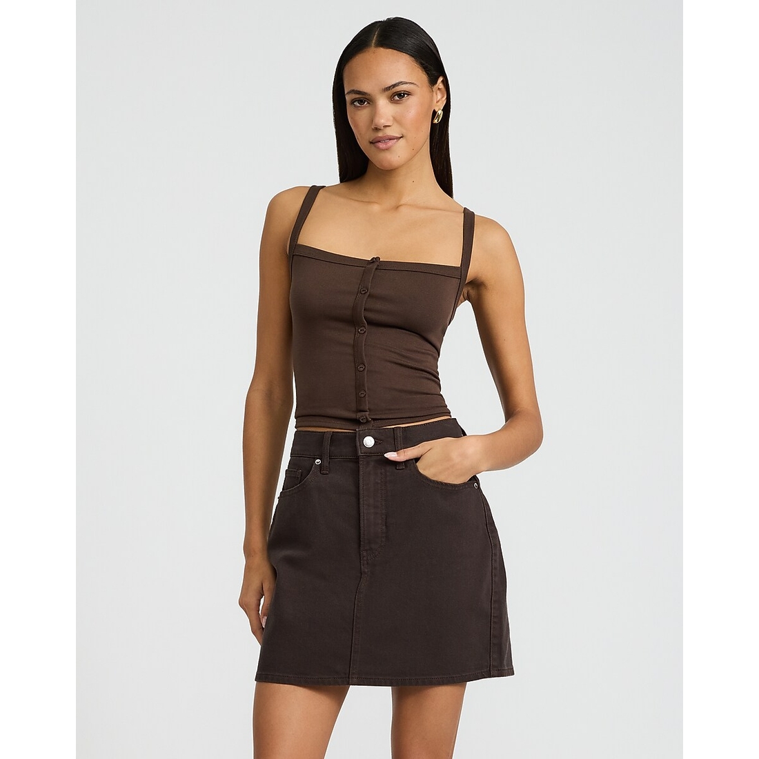 Express High Waisted Chocolate Brown Mini Skirt