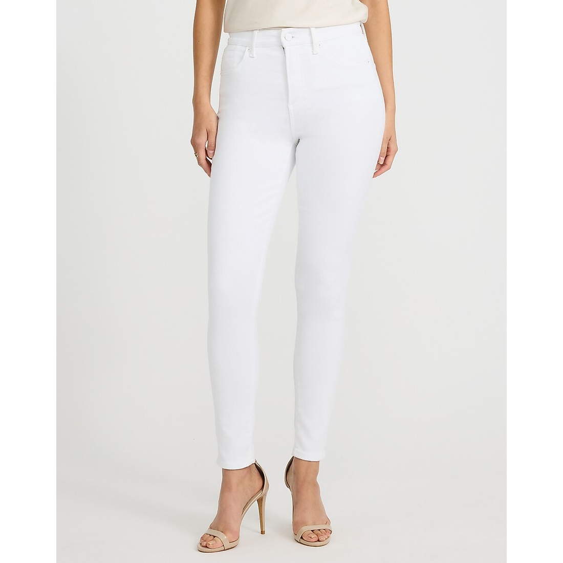 Express High Waisted Skinny White Jeans in Hyper Stretch