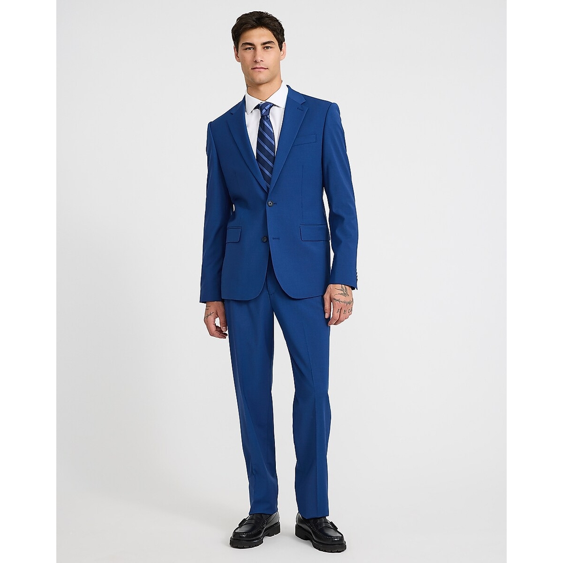 Express Slim Blue Wool-Blend Washable Modern Tech Suit Jacket