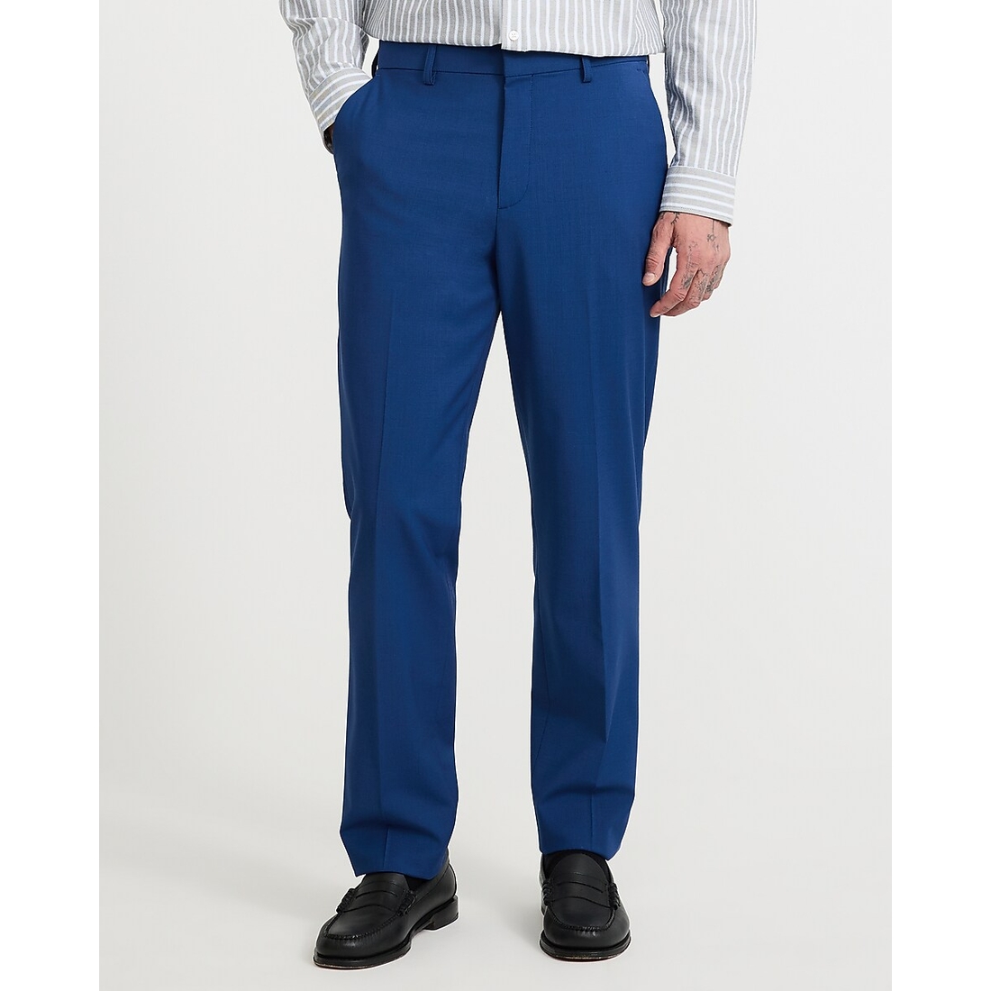 Express Slim Blue Wool-Blend Washable Modern Tech Suit Pant