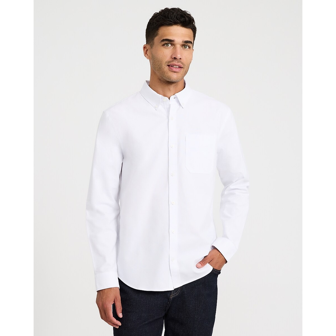 Express Solid Cotton Long Sleeve Oxford Shirt