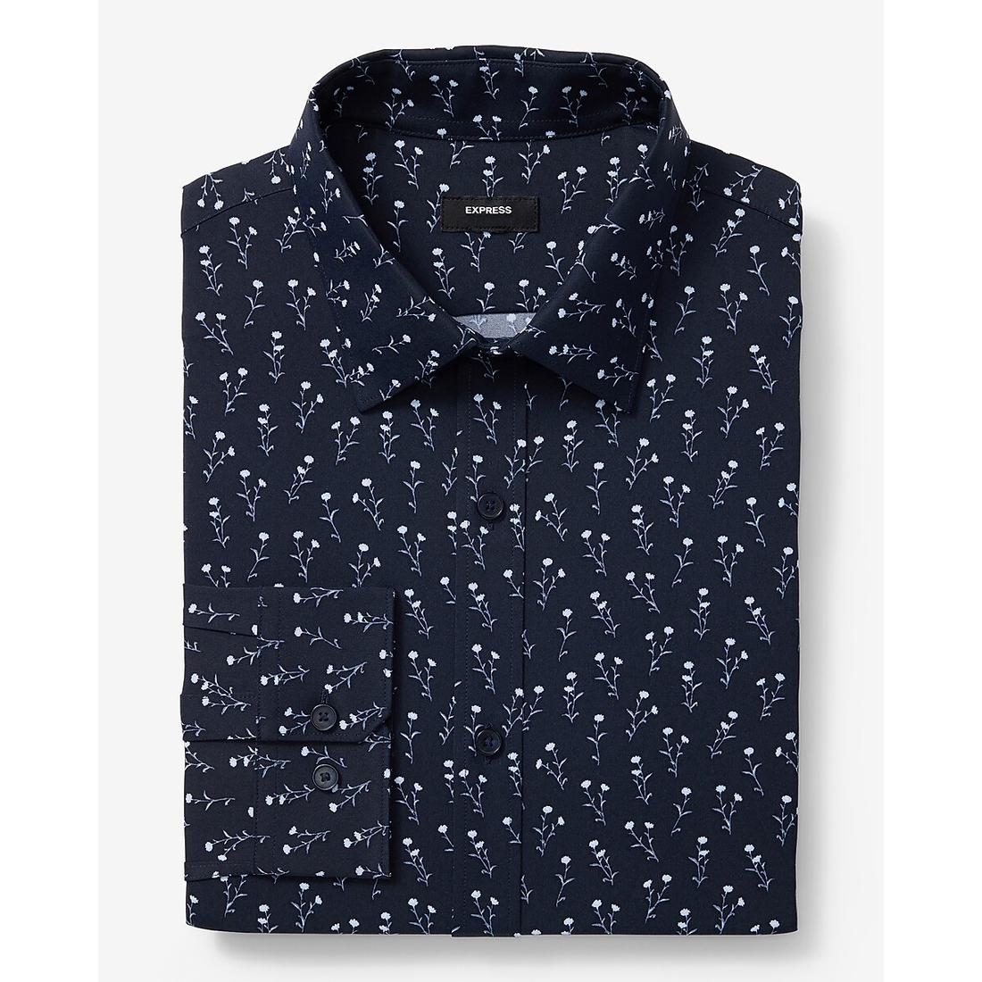 Express Slim Ditzy Floral Wrinkle-Resistant Everyday Performance Dress Shirt