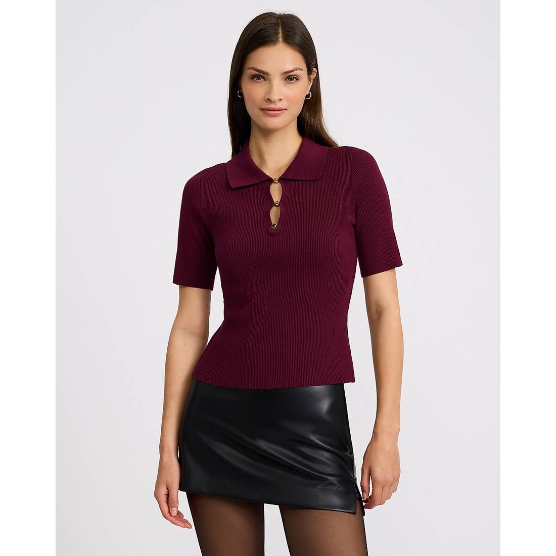 Express Cotton Fitted Novelty Hardware Sweater Polo