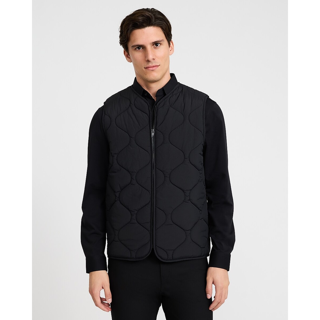 Express Black Nylon Quilted Vest