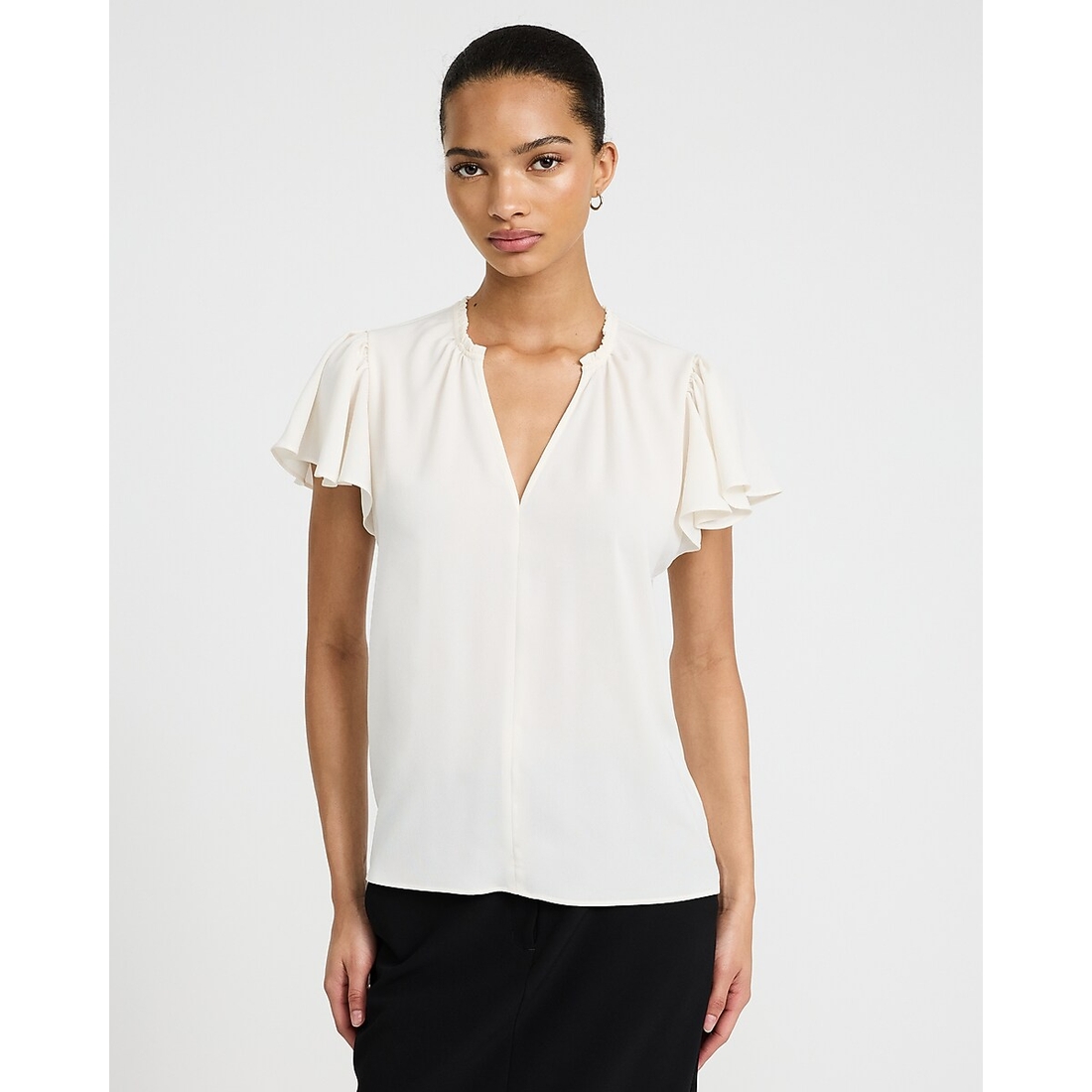 Express V-Neck Flutter Sleeve Top