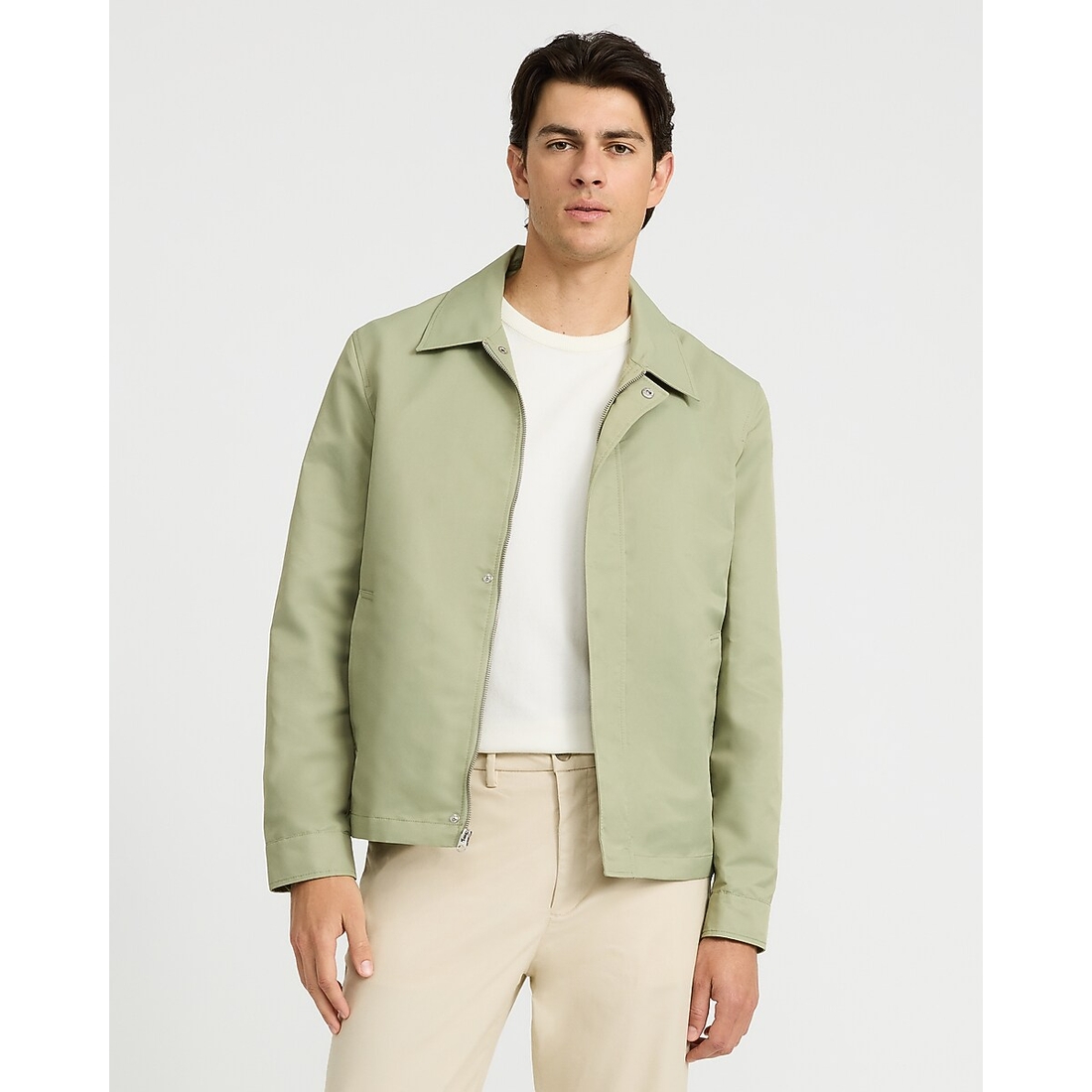 Express Sage Nylon Zip Jacket
