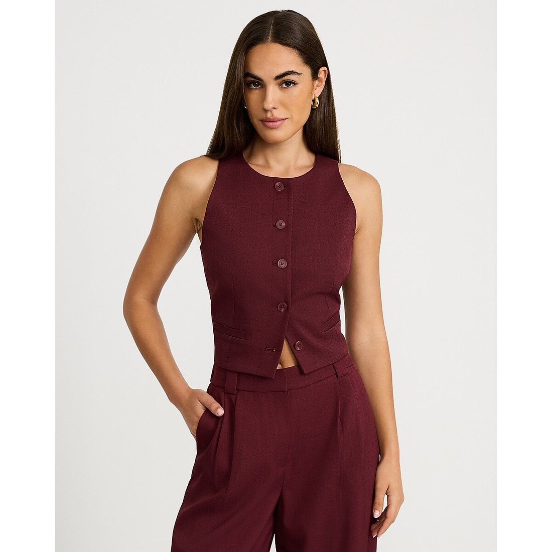 Express Twill Crew Neck Blazer Vest