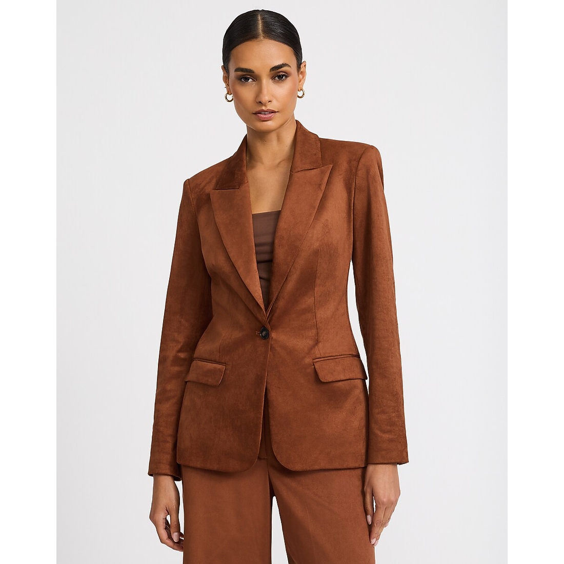 Express Faux Suede Long Slim Blazer