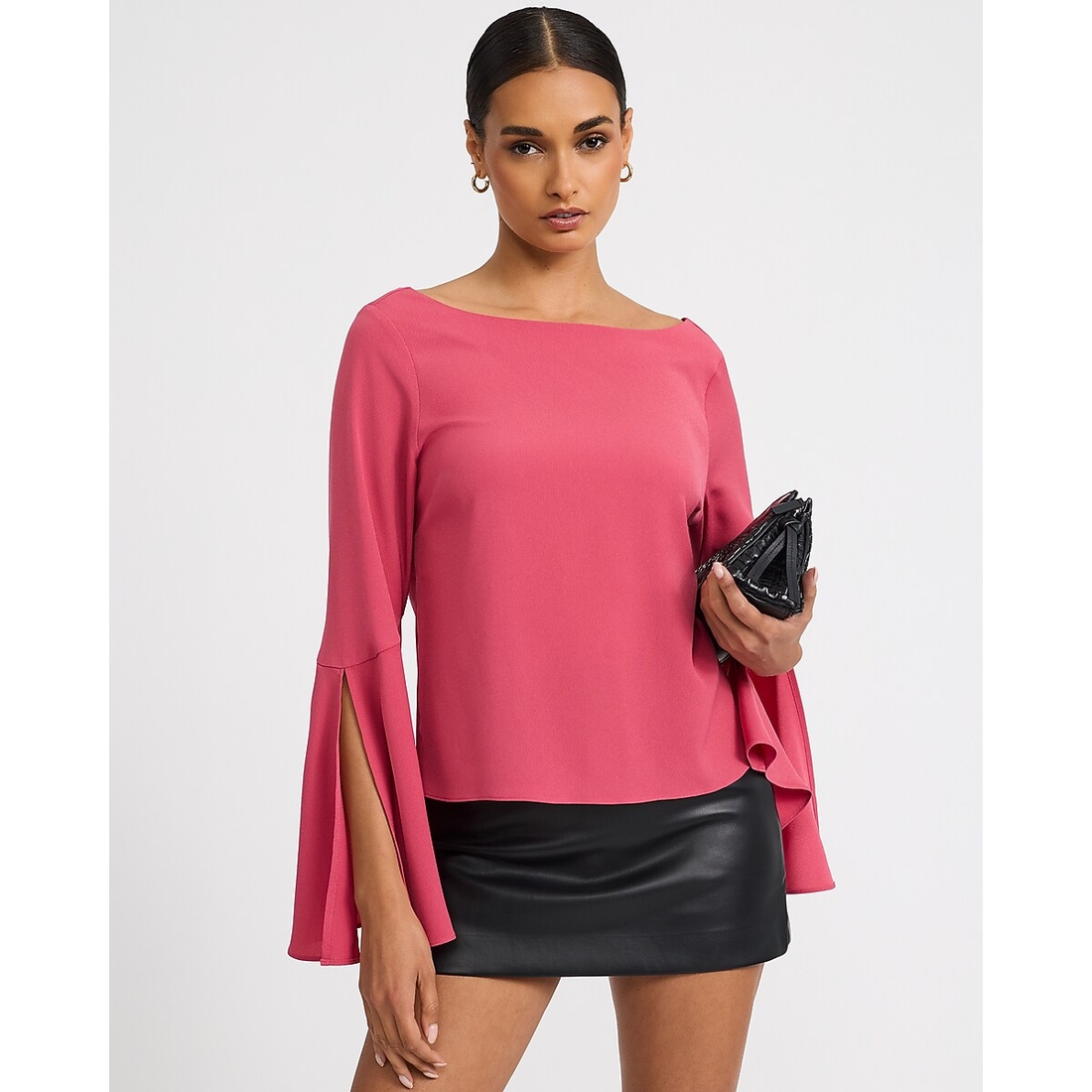 Express Boat Neck Bell Sleeve Cowl Back Top