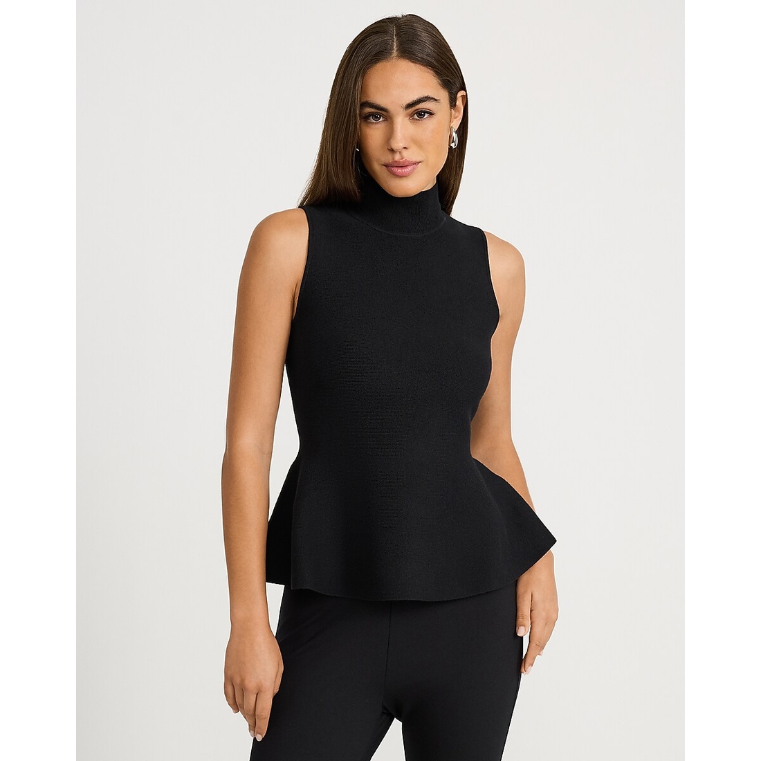 Express Mock Neck Sleeveless Peplum Sweater