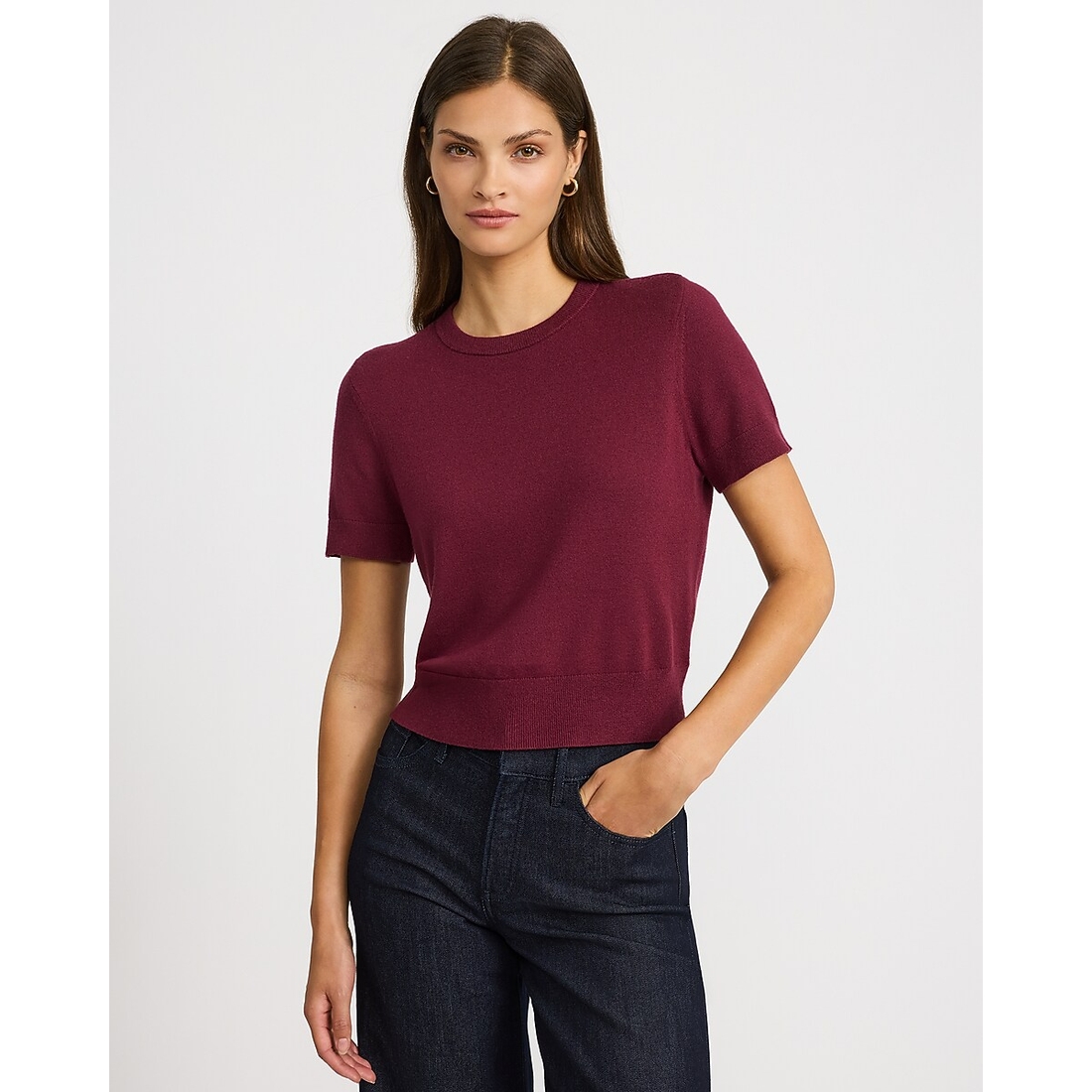 Express Skimming Short Sleeve Sweater in Airy Soft
