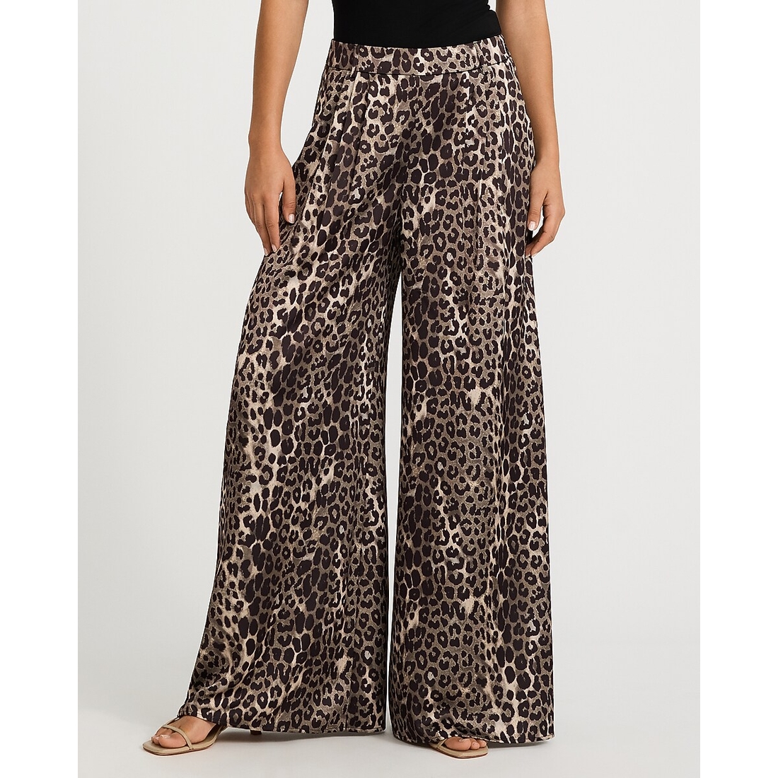 Express Satin Leopard High Waisted Wide Leg Pant