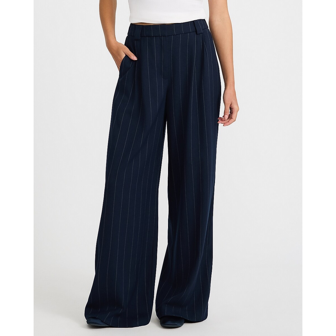 Express Striped High Waisted Relaxed Trouser
