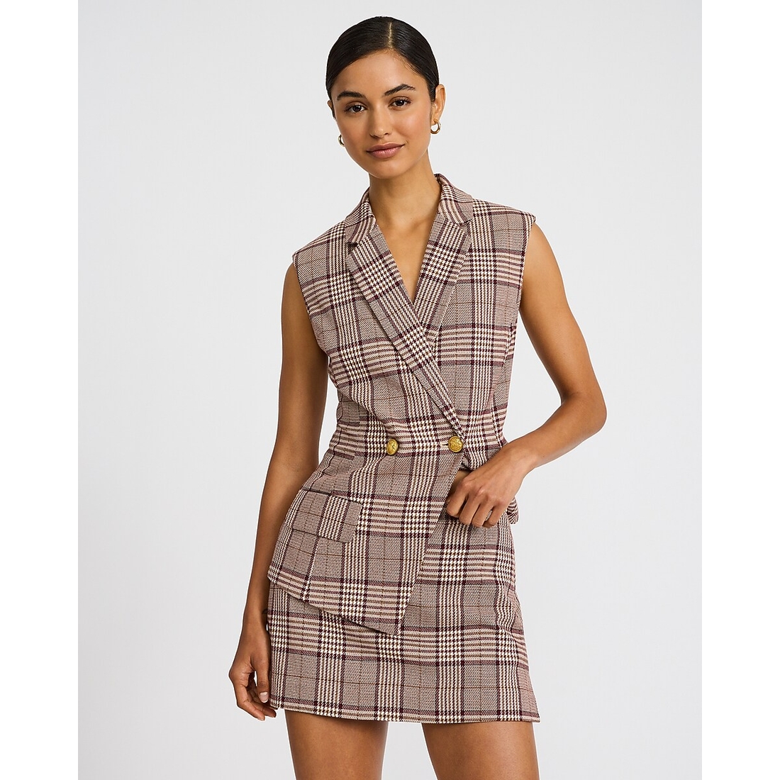 Express Editor Plaid Super High Waisted Mini Skort