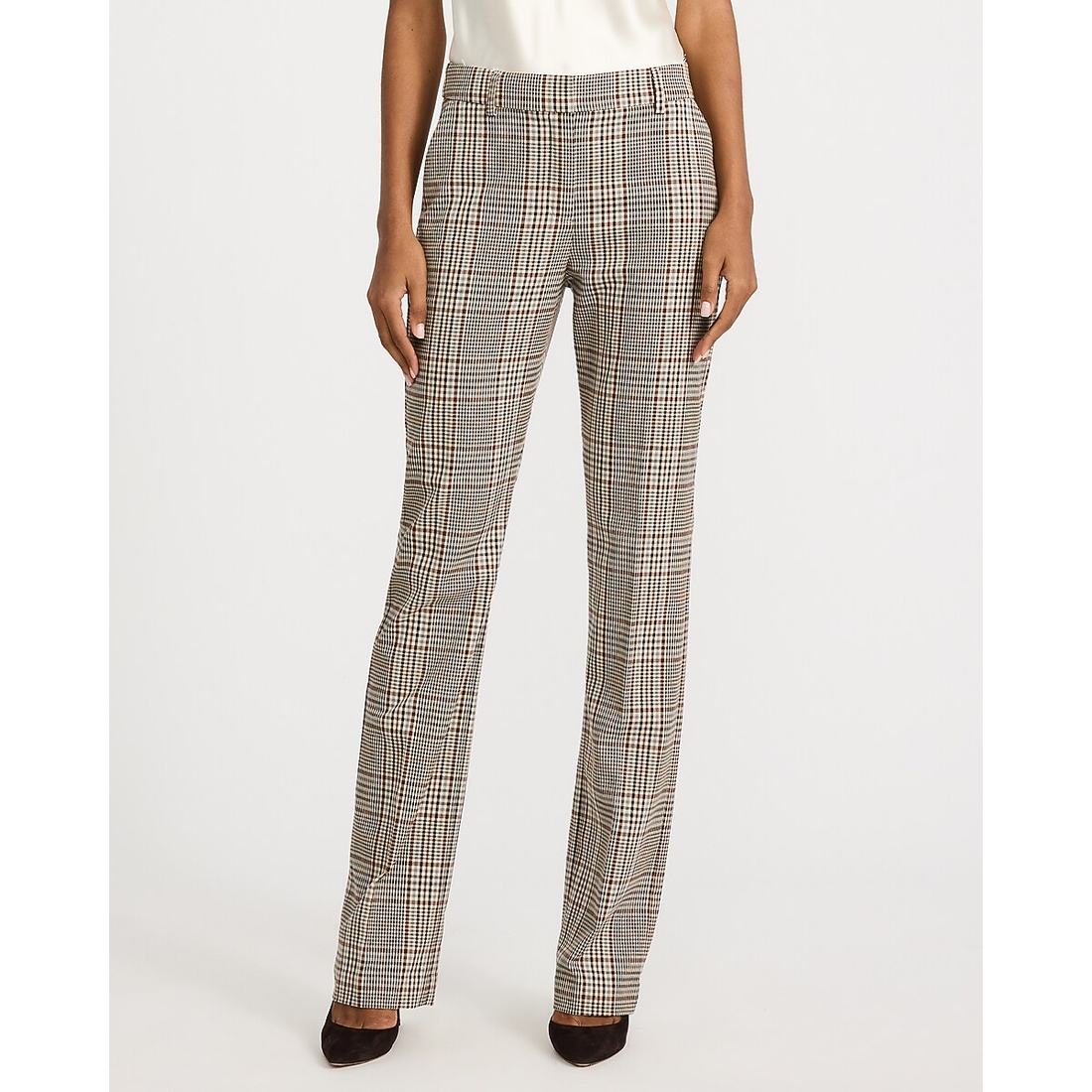 Express Editor Plaid Mid Rise Bootcut Pant