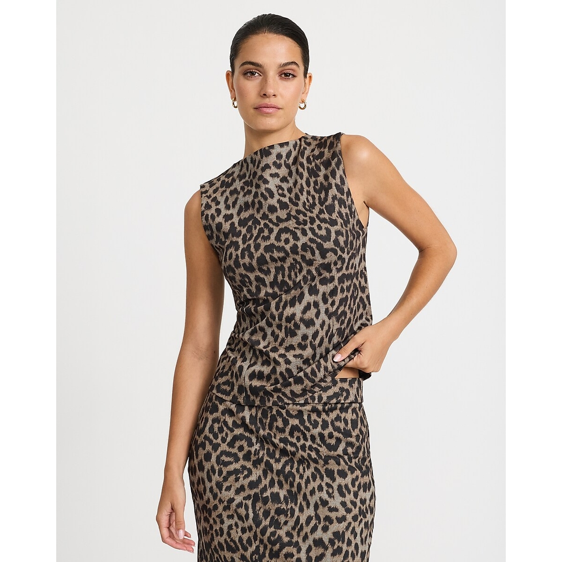 Express Leopard Crew Neck Top in Signature Ponte