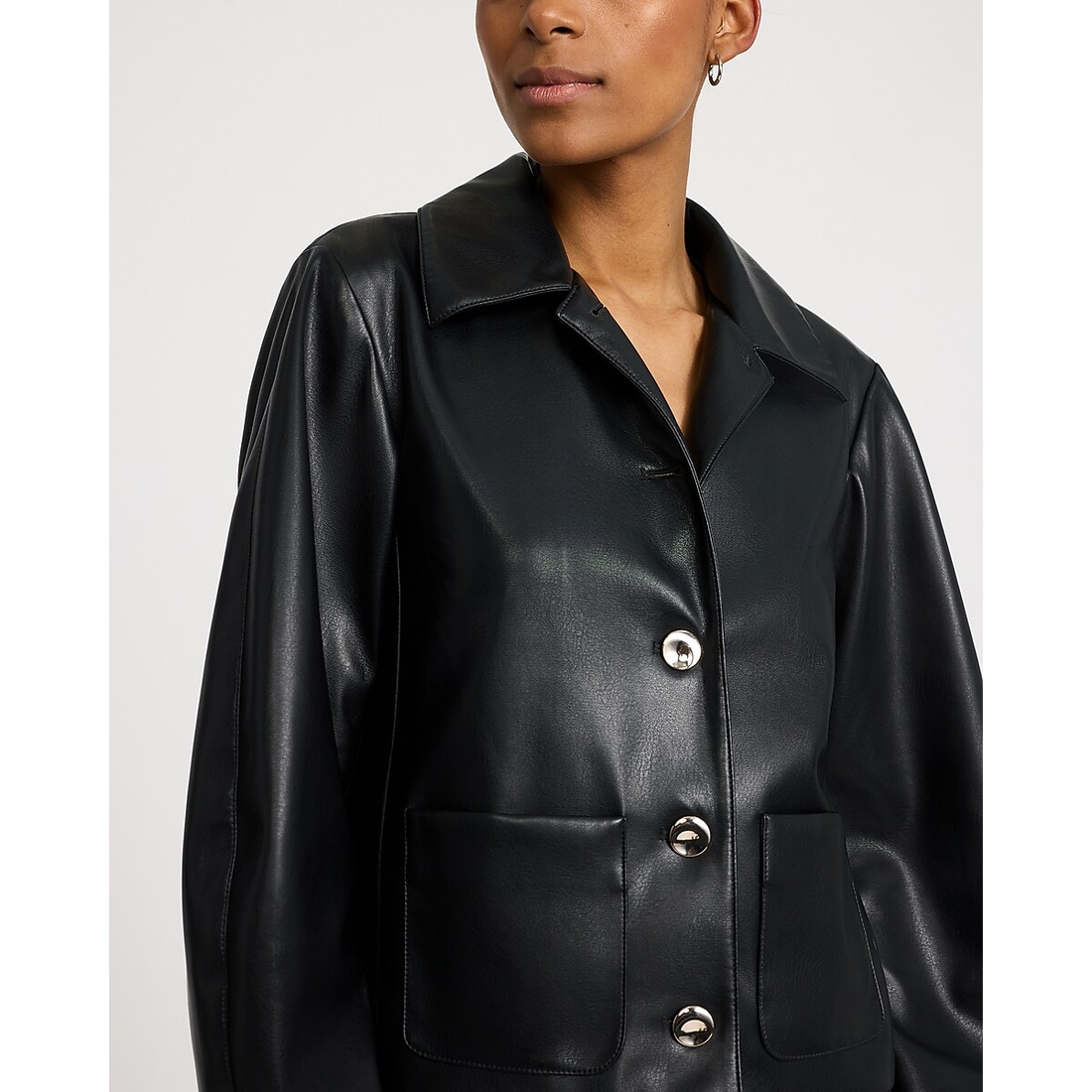 Express Faux Leather Barrel Sleeve Jacket