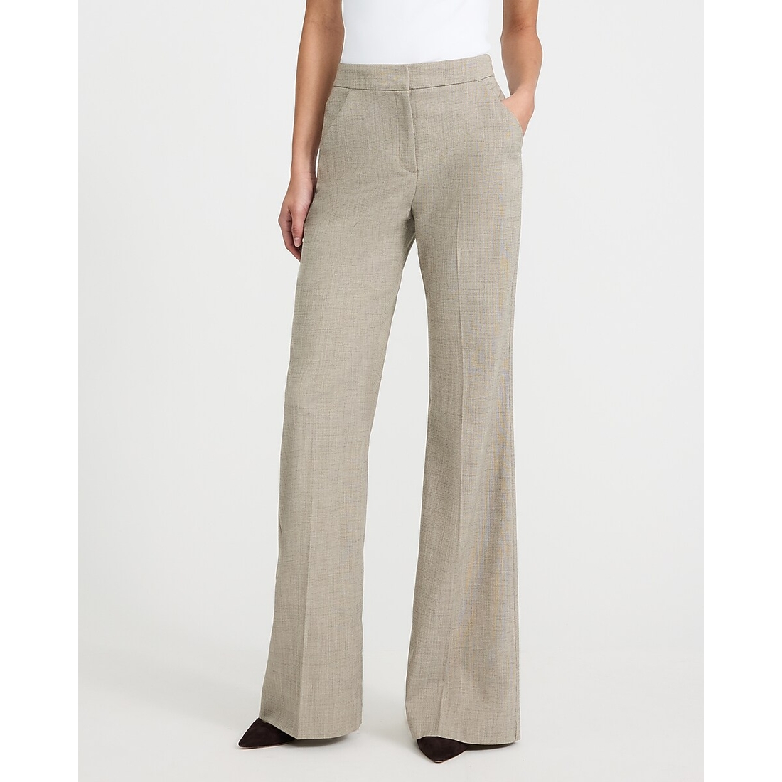 Express Editor Lightweight Textured High Waisted Flare Trouser