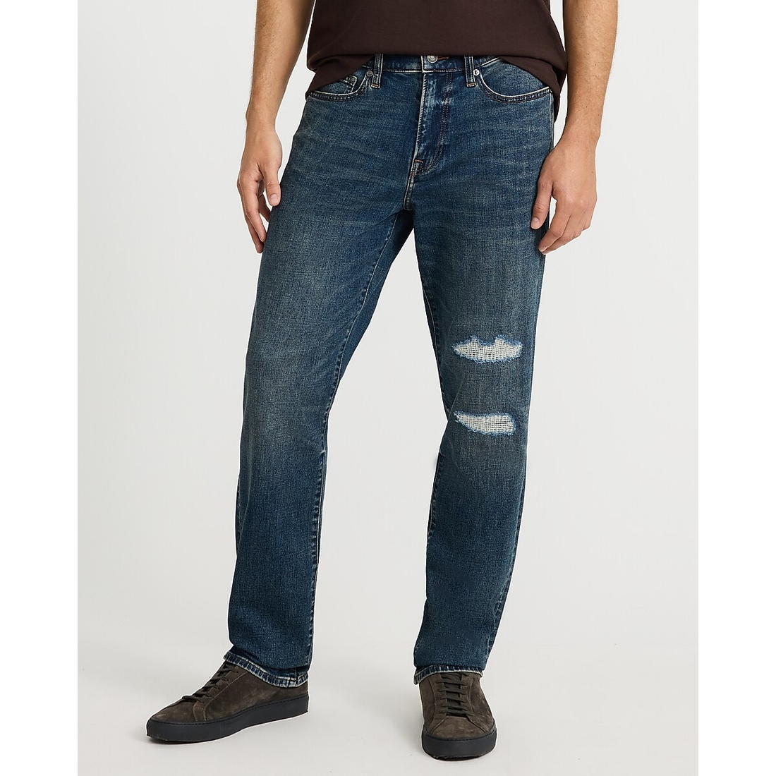 Express Straight Indigo Wash Distressed Jeans