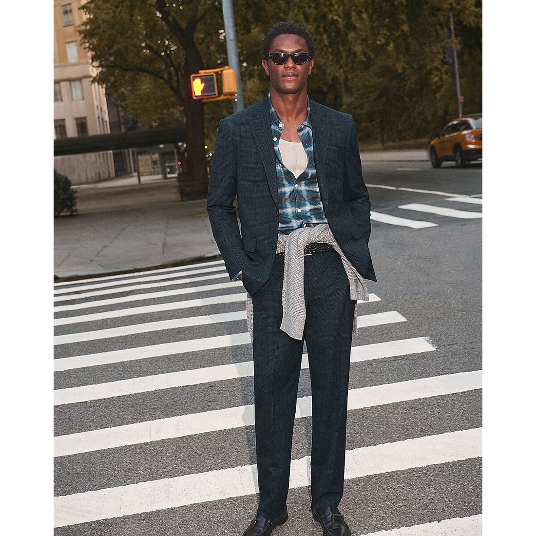 Express Classic Blue Plaid Suit Pant