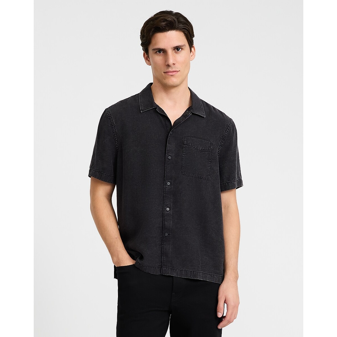 Express Patch Pocket Short Sleeve Denim Soft Shirt