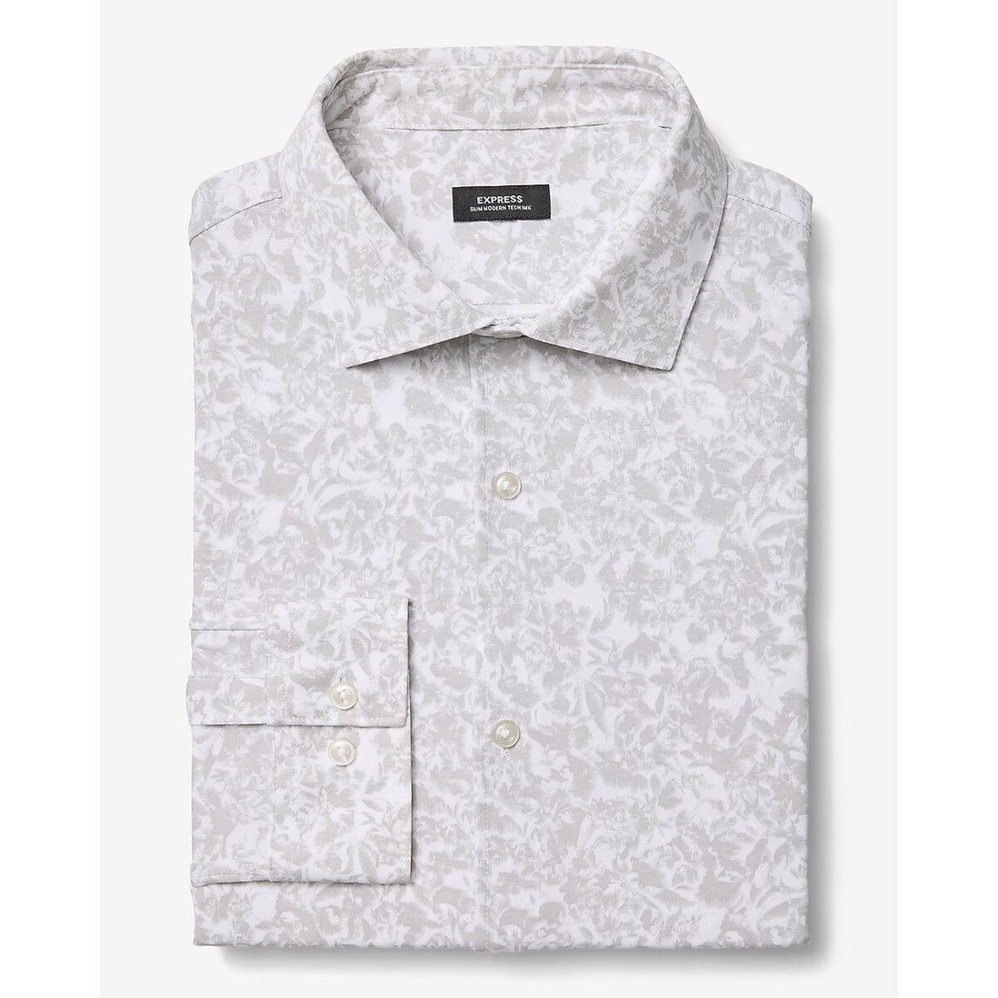 Express Slim Mini Vintage Floral Spread Collar Stretch Modern Tech 1MX Dress Shirt
